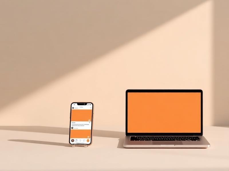 Phone and laptop showing an AI answer citing a brand