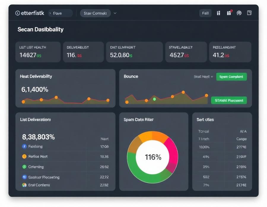 List health and deliverability dashboard with inbox placement